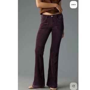 Anthropologie Pilcro Women's Plum Corduroy Low Rise Flare Pants Size 18W